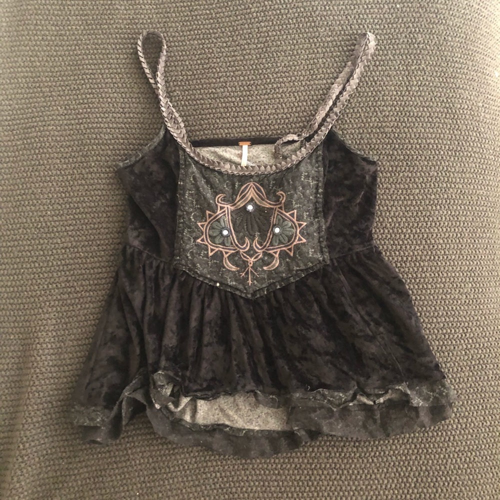 Free People Black Velvet Tank Size M